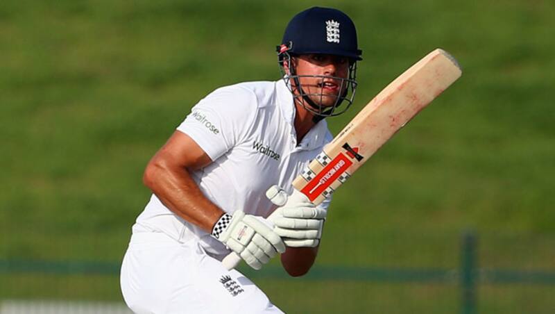 Alastair Cook was the centre of attraction as he played the entire day with immense confidence and registered his maiden century in UAE &copy; Getty Images