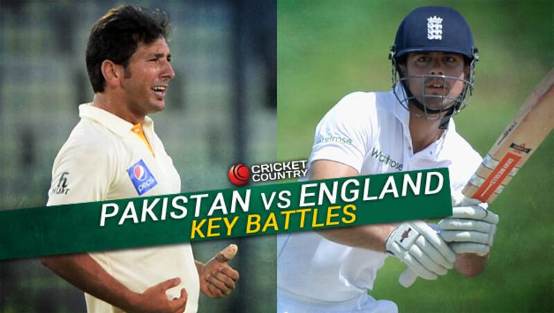 Yasir Shah (Left) will pose a big challenge to an in-form Alastair Cook © AFP and Getty