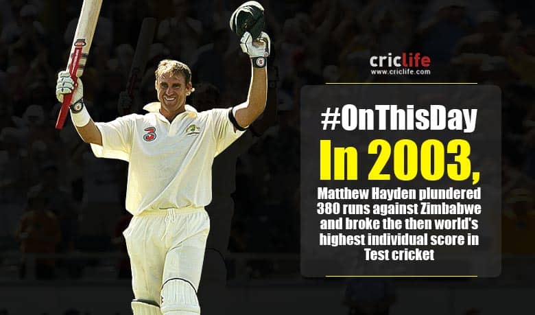 Matthew Hayden bulldozed his way to 380 - Cricket Country