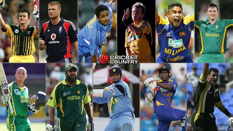 (From top left in clockwise direction): Adam Gilchrist, Andrew Flintoff, Anil Kumble, Brett Lee, Chaminda Vaas, Graeme Smith, Waqar Younis, Sanath Jayasuriya, Rahul Dravid, Inzamam-ul-Haq and Herschelle Gibbs © Getty Images