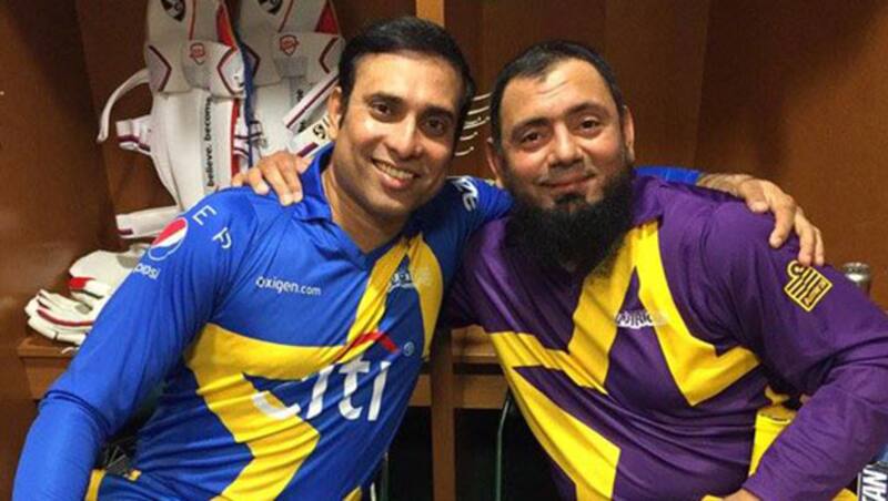 VVS Laxman and Saqlain Mushtaq. Photo courtesy: @greymind43 