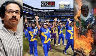 Uddhav Thackrey, Shiv Sainiks throws black ink on Barack Obama effigy after watching Cricket All-Stars match