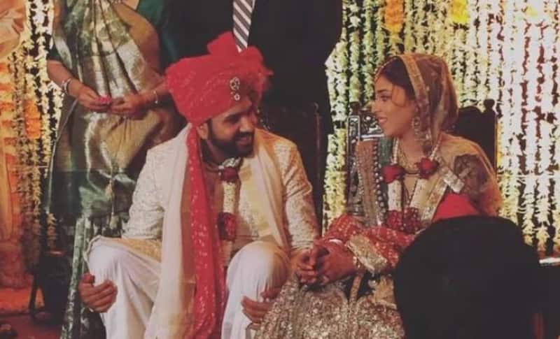 Rohit Sharma gets married to girlfriend Ritika Sajdeh. (Photo via Twitter:Suresh Raina; â@ImRaina)