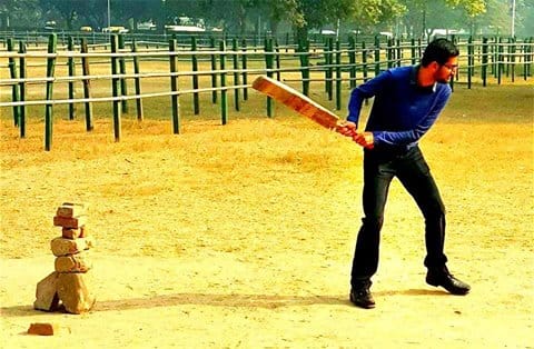 Photo: Google CEO Sundar Pichai swings his bat at Rajpath