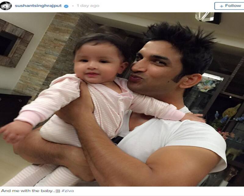 रील लाइफ पापा सुशांत सिंह राजपूत के साथ महेन्द्र सिंह धोनी की बेटी जीवा © Sushant Singh Rajput Instagram