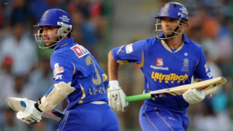 Ajinkya Rahane (Left) and Rahul Dravid opened together for Rajasthan Royals &Acirc;&copy; AFP