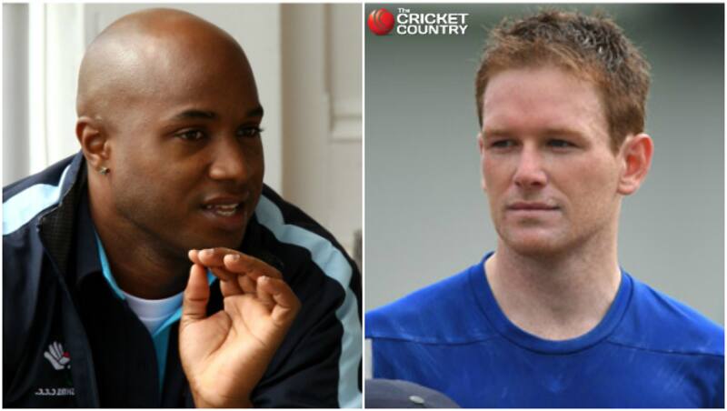 Tino Best (left) and Eoin Morgan &Acirc;&copy; Getty Images