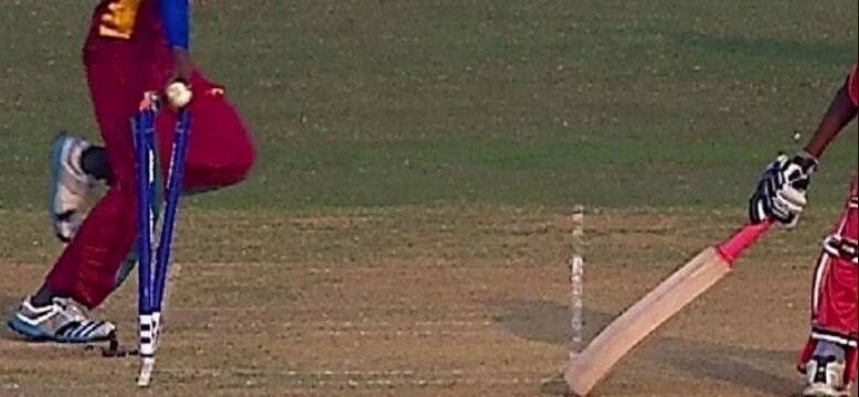 Keemo Paul does a 'Mankad' during the 2016 Under-19 World Cup.