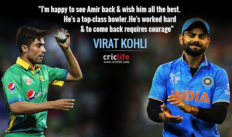 Virat Kohli pleased with Mohammad Amir’s comeback; praises his courage