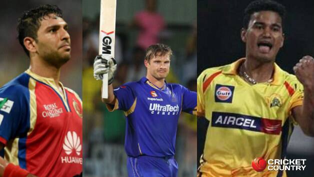 (From left) Yuvraj Singh, Shane Watson and Pawan Negi © IPL