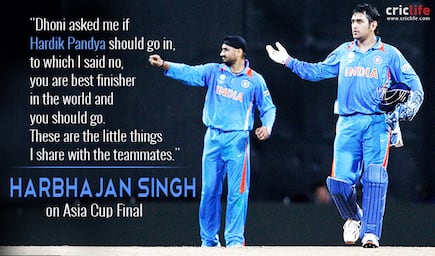 MS Dhoni coming up the order in Asia Cup final was Harbhajan Singh’s idea