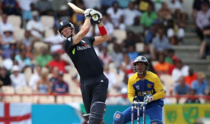 Kevin Pietersen enroute his unbeaten 42 against Sri Lanka during the semi-final that guided England to the final of the World T20 2010. (Photo Courtesy: Getty Images.)