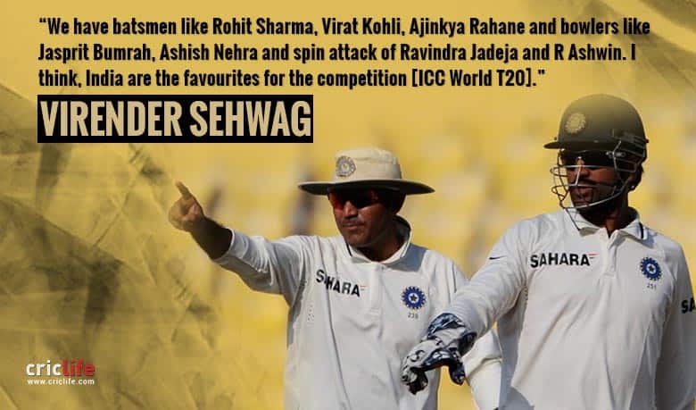 Virender Sehwag feels MS Dhoni’s Team India are favourites for ICC World T20