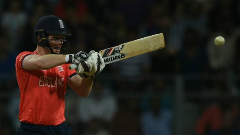 Eoin Morgan (above) was dismissed for mere five by spinner Samuel Badree &copy; AFP