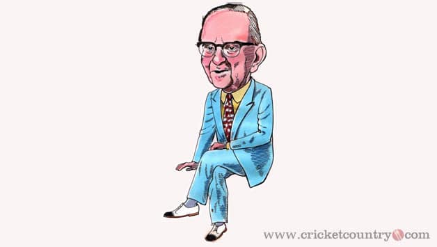 Neville Cardus: The classy charlatan. Caricature by Austin Gerard Coutinho.