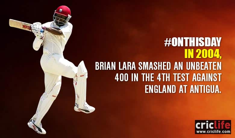 Brian Lara scripts history in Test cricket with his determined knock