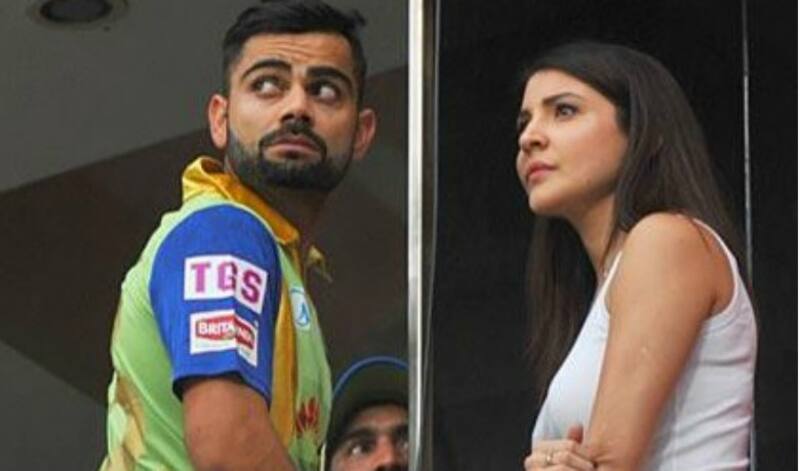Virat Kohli and Anushka Sharma at the M Chinnaswamy Stadium during an IPL game. Photo courtesy: Twitter.