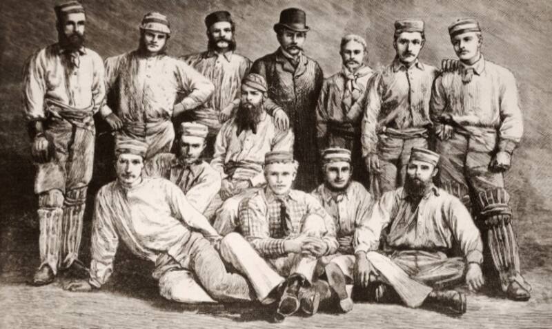 Australian cricket team in England, 1878. Back, from left: Jack Blackham, Tom Horan, George Bailey, Dave Gregory (c), John Conway (manager), Alec Bannerman, Charles Bannerman, William Murdoch. Front row: Fred Spofforth, Francis Allan, William Midwinter, Tom Garrett, Henry Boyle &copy; Getty Images 