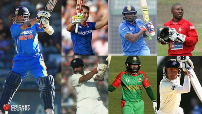 From left to right (Sachin Tendulkar, James Taylor, Sarfaraz Khan, Tatenda Taibu) Below (Gundappa Viswanath, Mushfiqur Rahim, Kruger van Wyk) &Acirc;&copy; Getty Images