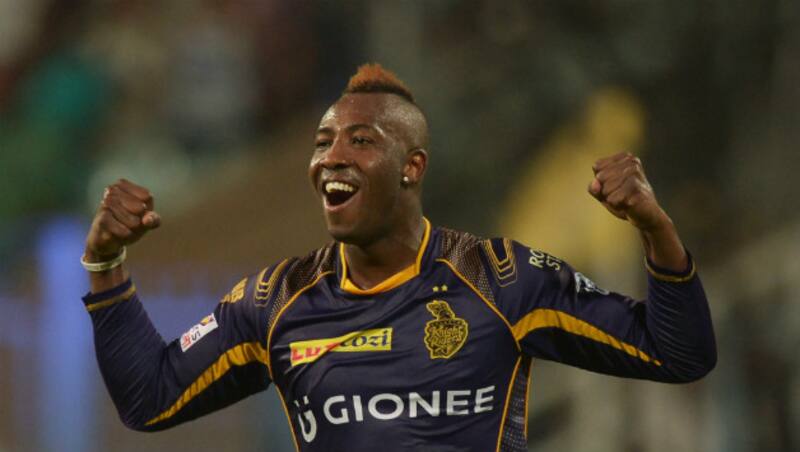 Andre Russell walked off the field during the side's nine-wicket defeat against Royal Challengers Bangalore with a suspected injury to his left leg &copy; AFP