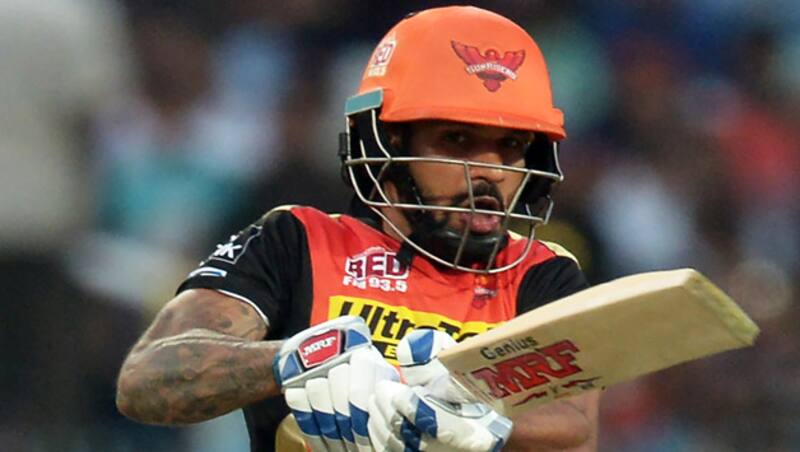 Shikhar Dhawan (above) was dismissed for a mere single by Brendon McCullum off an unfortunate run out &Acirc;&copy; AFP