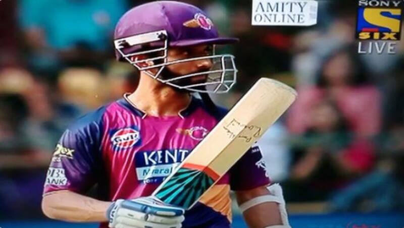 Ajinkya Rahane duirng RPS vs RCB, IPL 2016 at Bengaluru. Photo courtesy: Twitter handle of nikhilvsk