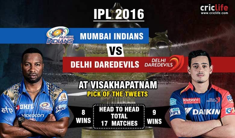 IPL 2016, Match 47, Pick of the tweets: Mumbai Indians vs Delhi Daredevils at Visakhapatnam