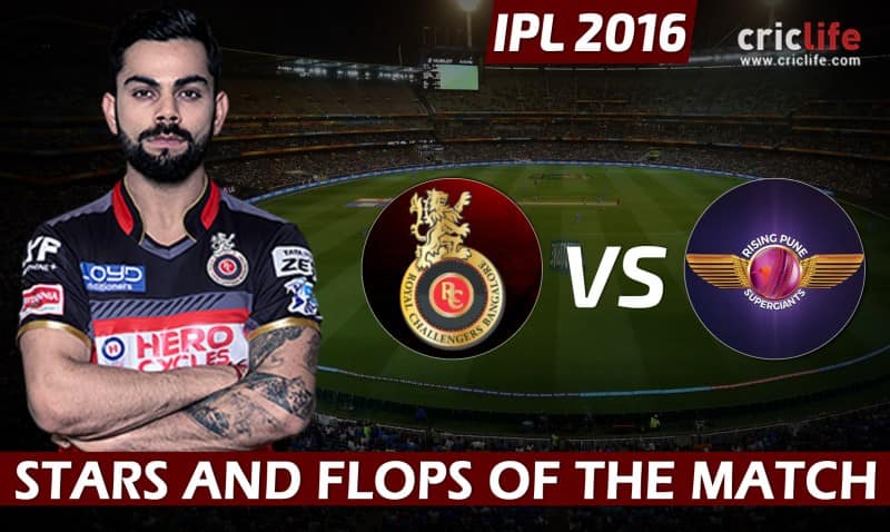 IPL 2016: Royal Challengers Bangalore beat Rising Pune Supergiants by 7 wickets, Stars and Flops