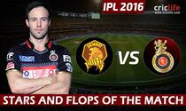 IPL 2016: Royal Challengers Bangalore beats Gujarat Lions by 4 wickets at Bengaluru, Stars and Flops