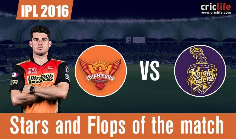 IPL 2016: Sunrisers Hyderabad beat Kolkata Knight Riders by 22 runs at Delhi, Stars and Flops