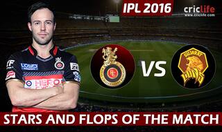 IPL 2016: Royal Challengers Bangalore beat Gujarat Lions by 144 runs, Stars and Flops