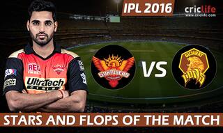 IPL 2016: Sunrisers Hyderabad beat Gujarat Lions by 5 wickets at Hyderabad, Stars and Flops