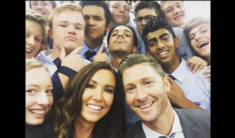 Hubby Michael Clarke says, “Kyly was the hottest chick in school”