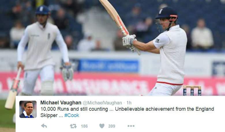 Alastair Cook becomes youngest to 10,000 Test run club: Luminaries congratulate the England skipper