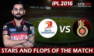 IPL 2016: Royal Challengers Bangalore beat Delhi Daredevils by 6 wickets at Raipur, Stars and Flops