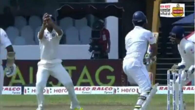 Ajinkya Rahane taking Dinesh Chandimal's catch. Picture Courtesy: Sony Six