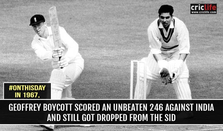 Geoffrey Boycott scores painfully-slow double hundred and gets dropped from the team