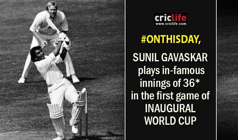 Inaugural World Cup opens with Sunil Gavaskar’s ‘snail-slow’ 36 not out