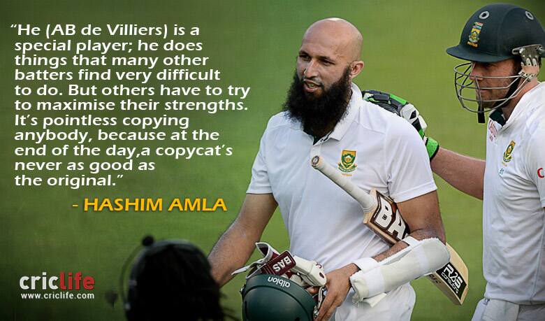 Batsmen must maximise their strengths rather than copy ‘special’ AB de Villiers, says Hashim Amla