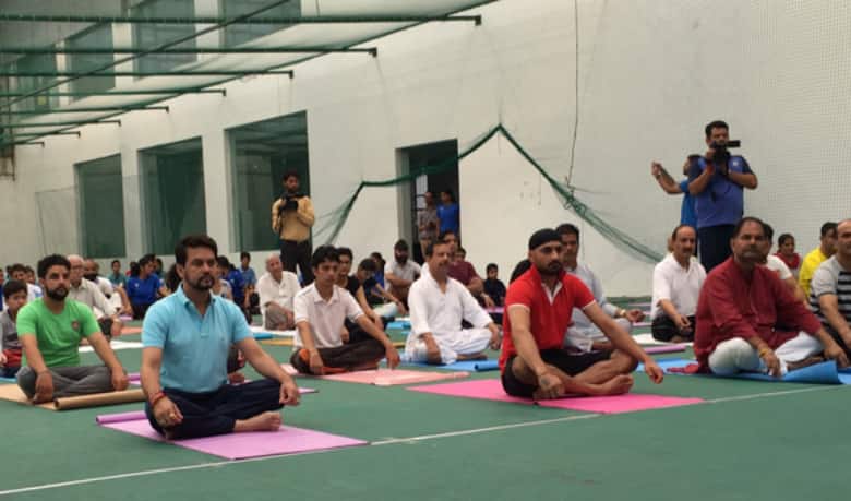 Anurag Thakur, Harbhajan Singh mark attendance at International Yoga Day function in Dharamsala