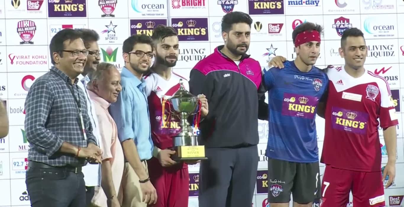 Video: Virat Kohli-led All Hearts FC, Abhishek Bachchan’s All Stars FC share Celebrity Clasico 2016 trophy