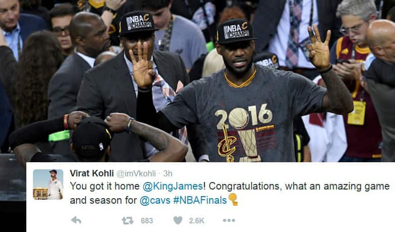 Virat Kohli, Mitchell Johnson and others cricketers hail LeBron James after Cleveland Cavaliers’ victory in NBA final