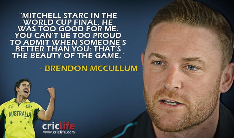 Brendon McCullum opens up on his duel with Mitchell Starc in World Cup 2015 final