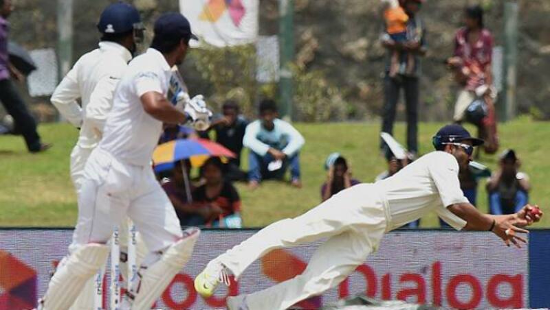 Ajinkya Rahane dismissing the legend Kumar Sangakkara &copy; Getty Images