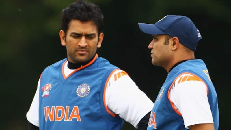 MS Dhoni and Virender Sehwag during India's practice session in 2009 &copy; Getty Images (File Photo)