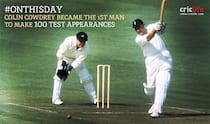 Colin Cowdrey becomes the first player to play 100 Tests