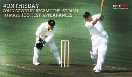 Colin Cowdrey becomes the first player to play 100 Tests