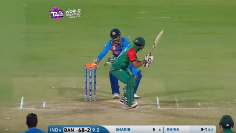 Sabbir Rahman's stumping by MS Dhoni was quite a close call for the third umpire. (Photo courtesy: ICC's channel on YouTube)