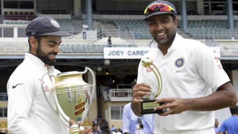 Virat Kohli and Ravichandran Ashwin share a laugh post presentation ceremony Photo Courtesy: BCCI Twitter Handle