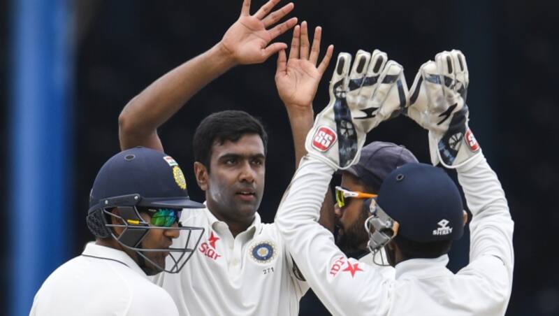 Ravichandran Ashwin celebrates as he picked the wicket of Darren Bravo on Day 1 of final Test &copy; AFP
